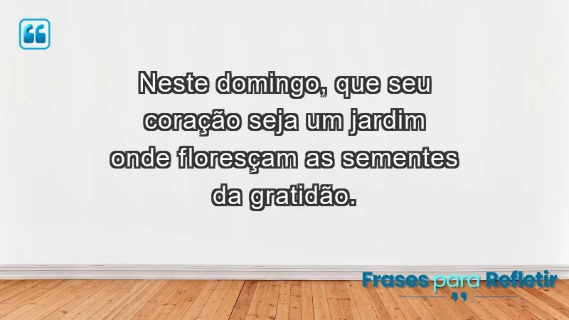 - Neste domingo, que seu coração seja um jardim onde floresçam as sementes da gratidão.