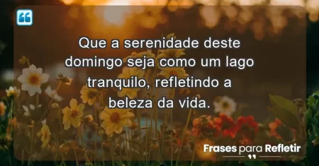 Que a serenidade deste domingo seja como um lago tranquilo, refletindo a beleza da vida.