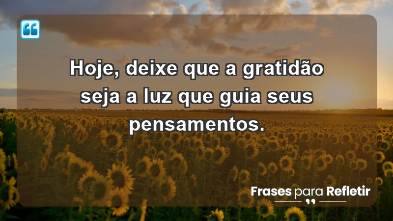 - Hoje, deixe que a gratidão seja a luz que guia seus pensamentos.