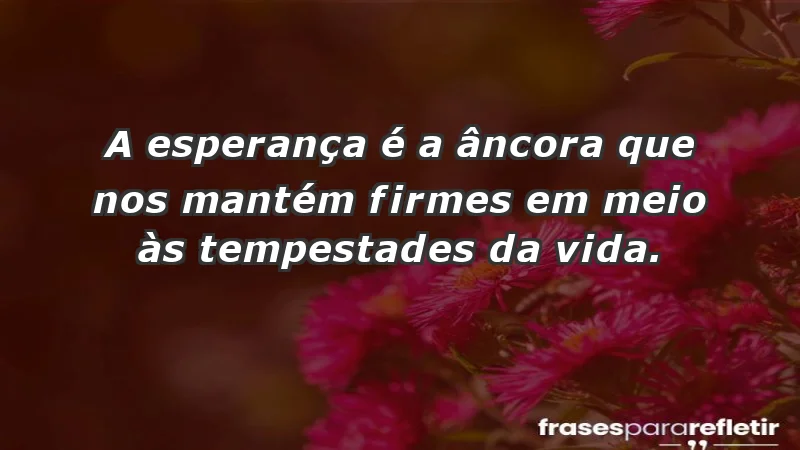 - A esperança é a âncora que nos mantém firmes em meio às tempestades da vida.