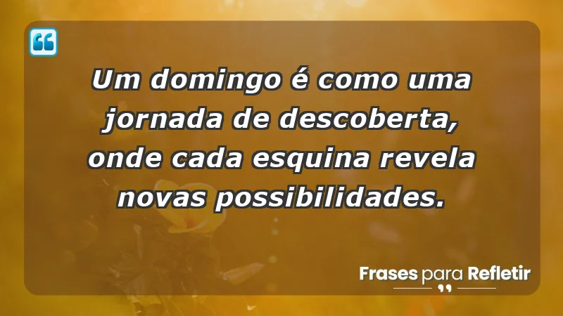 - Um domingo é como uma jornada de descoberta, onde cada esquina revela novas possibilidades.