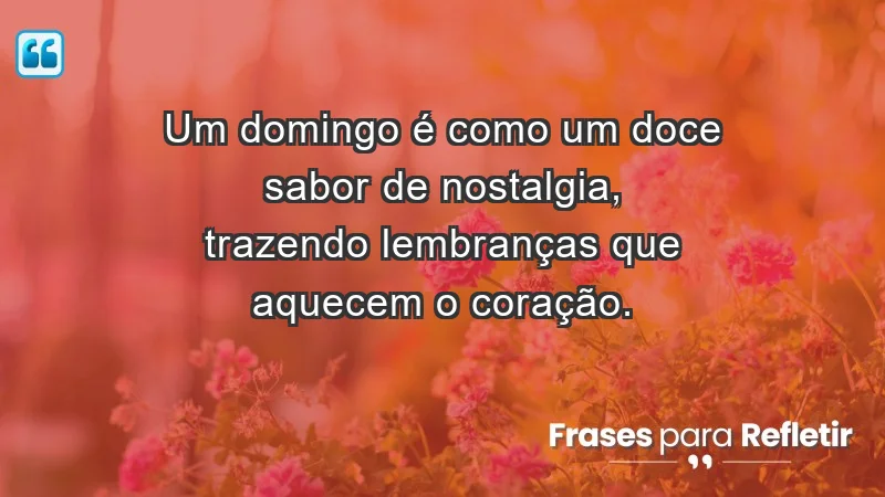 - Um domingo é como um doce sabor de nostalgia, trazendo lembranças que aquecem o coração.