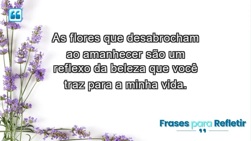 - As flores que desabrocham ao amanhecer são um reflexo da beleza que você traz para a minha vida.