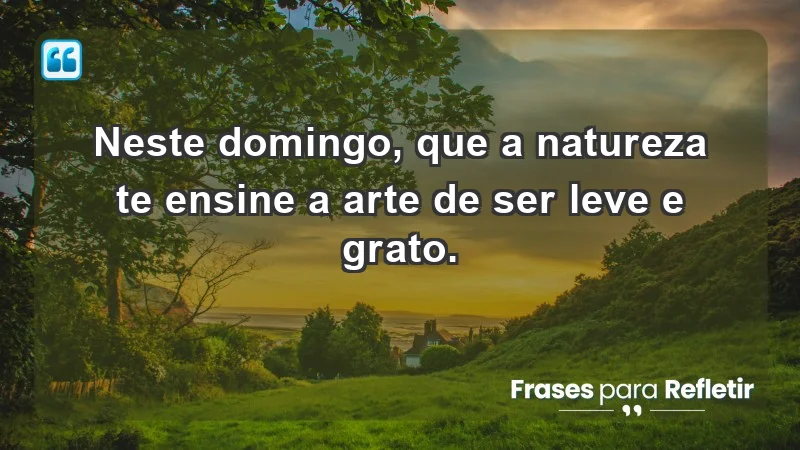 - Neste domingo, que a natureza te ensine a arte de ser leve e grato.