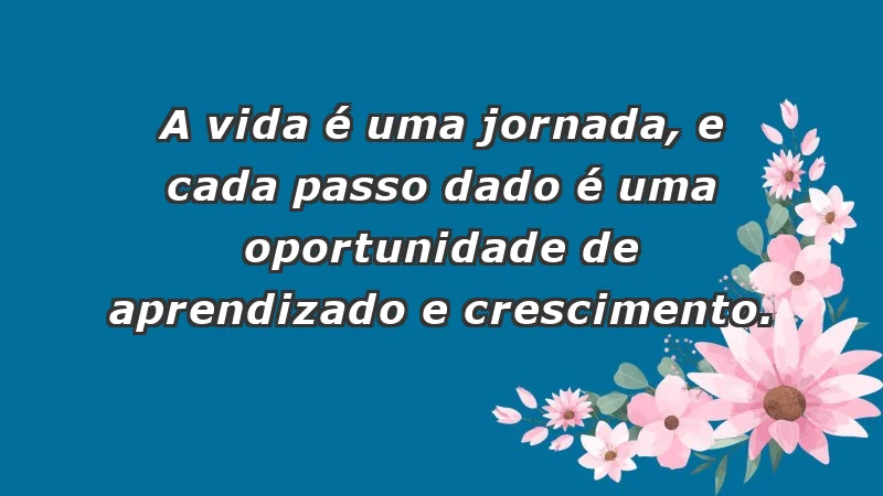 - A vida é uma jornada, e cada passo dado é uma oportunidade de aprendizado e crescimento.