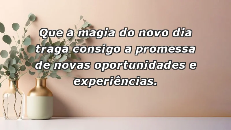 - Que a magia do novo dia traga consigo a promessa de novas oportunidades e experiências.