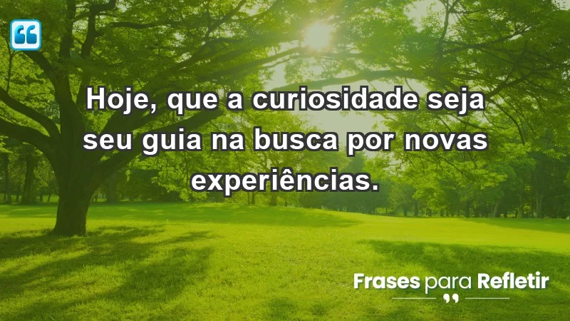 - Hoje, que a curiosidade seja seu guia na busca por novas experiências.