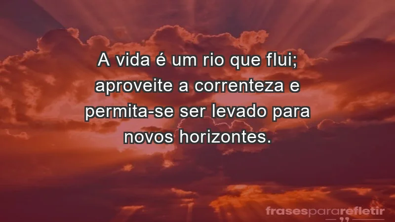 - A vida é um rio que flui; aproveite a correnteza e permita-se ser levado para novos horizontes.