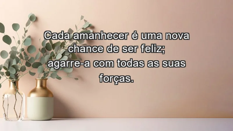 - Cada amanhecer é uma nova chance de ser feliz; agarre-a com todas as suas forças.