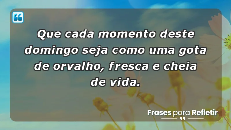 - Que cada momento deste domingo seja como uma gota de orvalho, fresca e cheia de vida.