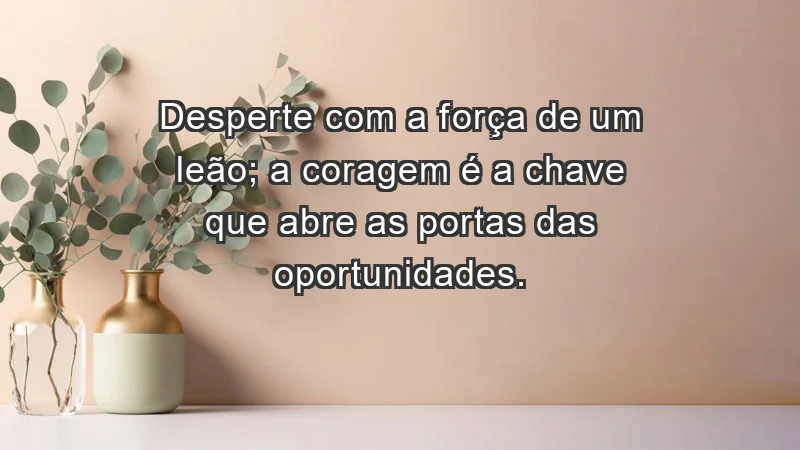 - Desperte com a força de um leão; a coragem é a chave que abre as portas das oportunidades.