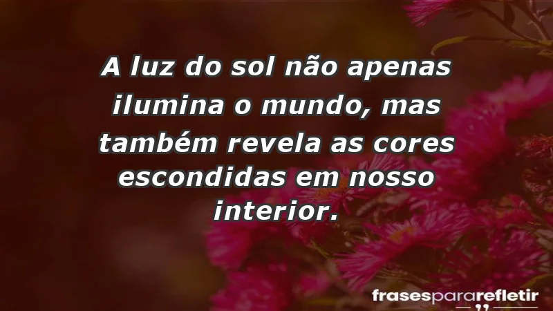 - A luz do sol não apenas ilumina o mundo, mas também revela as cores escondidas em nosso interior.