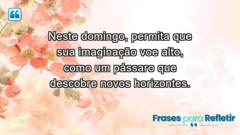 - Neste domingo, permita que sua imaginação voe alto, como um pássaro que descobre novos horizontes.