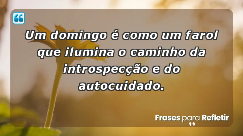 - Um domingo é como um farol que ilumina o caminho da introspecção e do autocuidado.