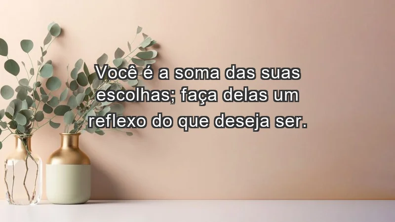 - Você é a soma das suas escolhas; faça delas um reflexo do que deseja ser.