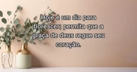 Hoje é um dia para florescer; permita que a graça de Deus regue seu coração.