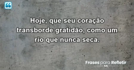 Hoje, que seu coração transborde gratidão, como um rio que nunca seca.