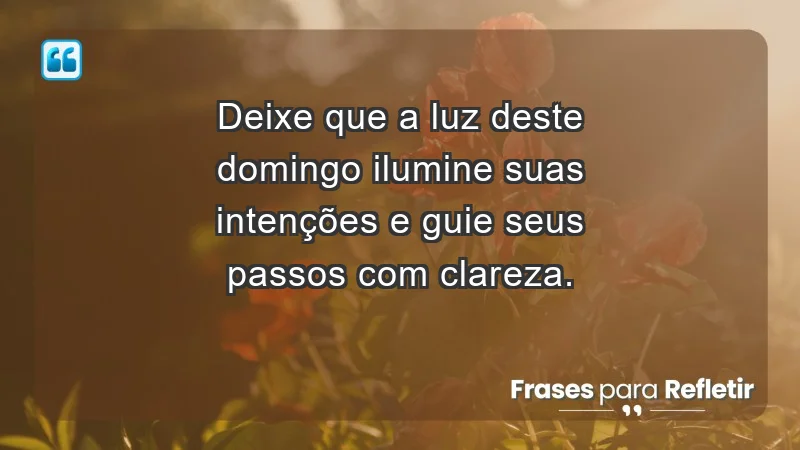 - Deixe que a luz deste domingo ilumine suas intenções e guie seus passos com clareza.