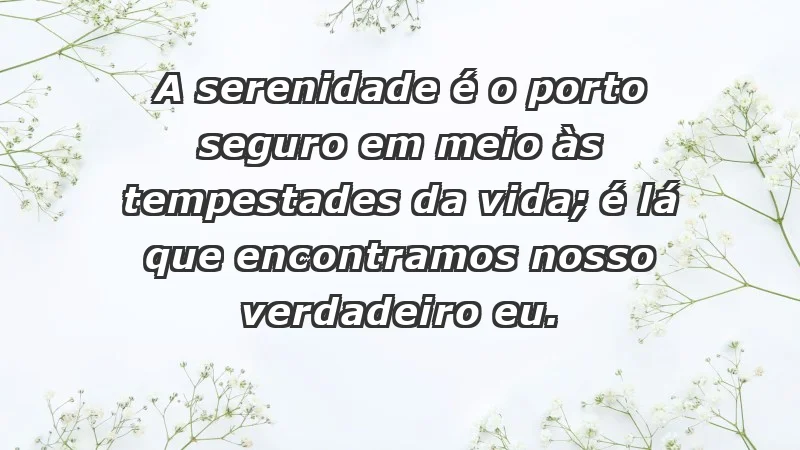 - A serenidade é o porto seguro em meio às tempestades da vida; é lá que encontramos nosso verdadeiro eu.