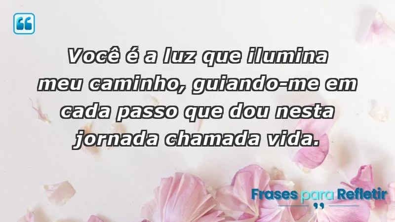 - Você é a luz que ilumina meu caminho, guiando-me em cada passo que dou nesta jornada chamada vida.