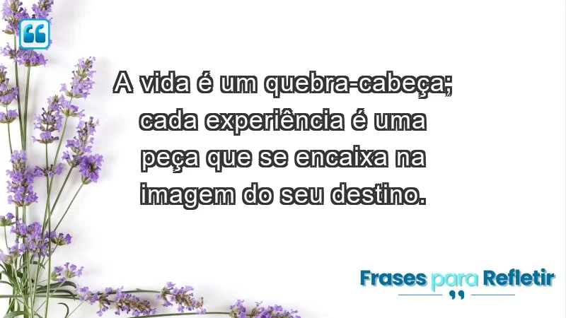 - A vida é um quebra-cabeça; cada experiência é uma peça que se encaixa na imagem do seu destino.