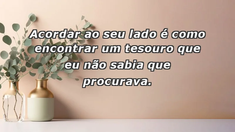 - Acordar ao seu lado é como encontrar um tesouro que eu não sabia que procurava.