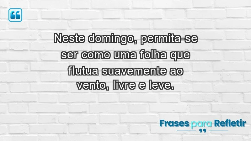 - Neste domingo, permita-se ser como uma folha que flutua suavemente ao vento, livre e leve.