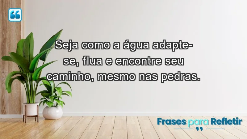 - Seja como a água: adapte-se, flua e encontre seu caminho, mesmo nas pedras.