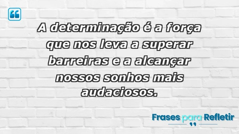 - A determinação é a força que nos leva a superar barreiras e a alcançar nossos sonhos mais audaciosos.