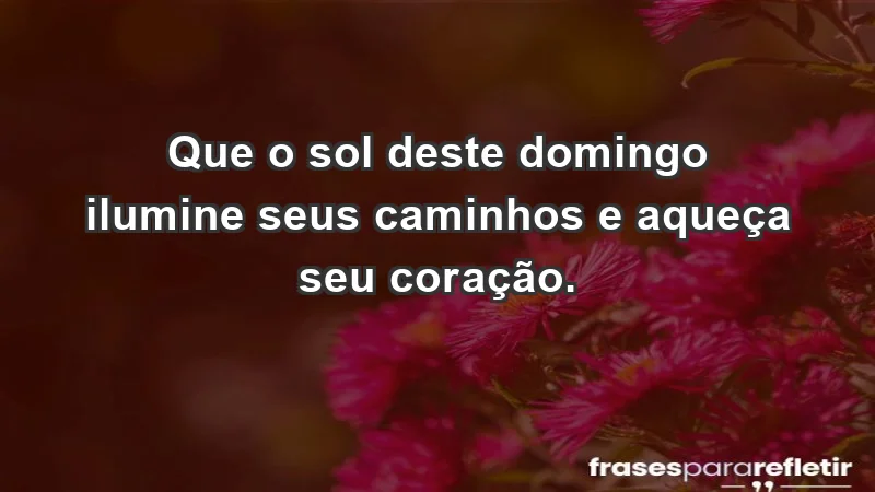 - Que o sol deste domingo ilumine seus caminhos e aqueça seu coração.