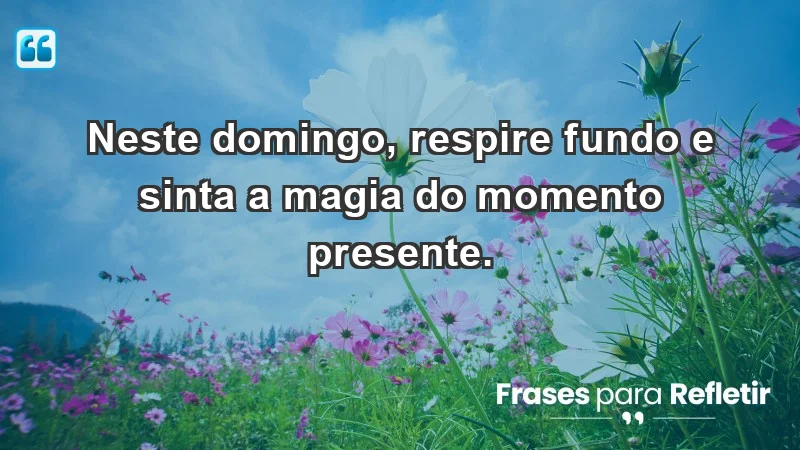 - Neste domingo, respire fundo e sinta a magia do momento presente.