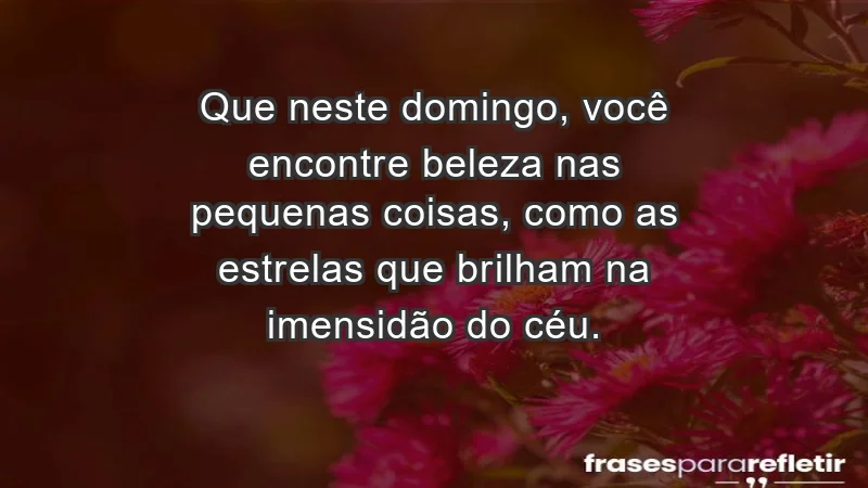 - Que neste domingo, você encontre beleza nas pequenas coisas, como as estrelas que brilham na imensidão do céu.