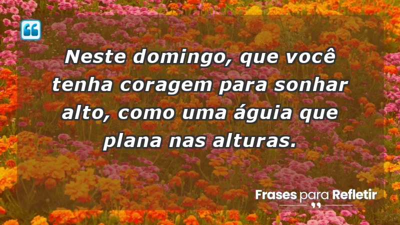 - Neste domingo, que você tenha coragem para sonhar alto, como uma águia que plana nas alturas.