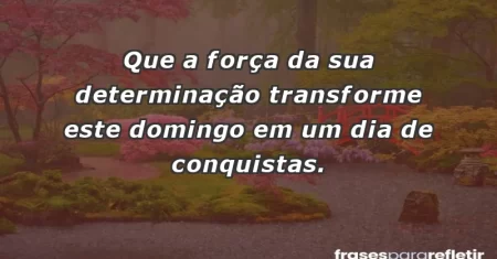 Que a força da sua determinação transforme este domingo em um dia de conquistas.