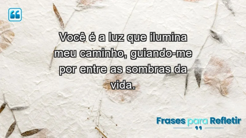 - Você é a luz que ilumina meu caminho, guiando-me por entre as sombras da vida.