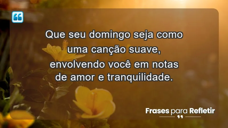 - Que seu domingo seja como uma canção suave, envolvendo você em notas de amor e tranquilidade.