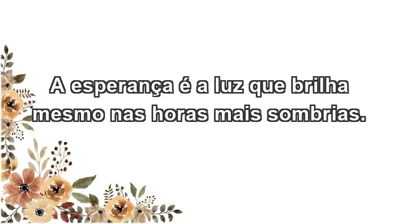 - A esperança é a luz que brilha mesmo nas horas mais sombrias.