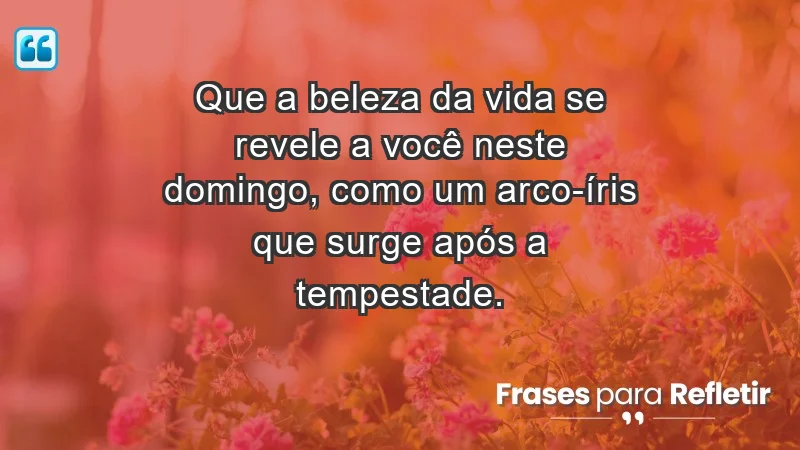 - Que a beleza da vida se revele a você neste domingo, como um arco-íris que surge após a tempestade.