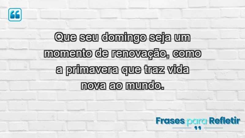 - Que seu domingo seja um momento de renovação, como a primavera que traz vida nova ao mundo.