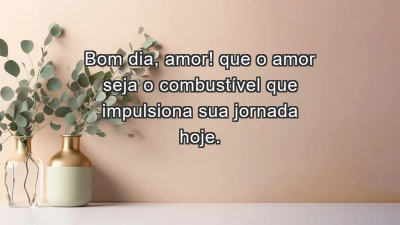 - Bom dia, amor! Que o amor seja o combustível que impulsiona sua jornada hoje.