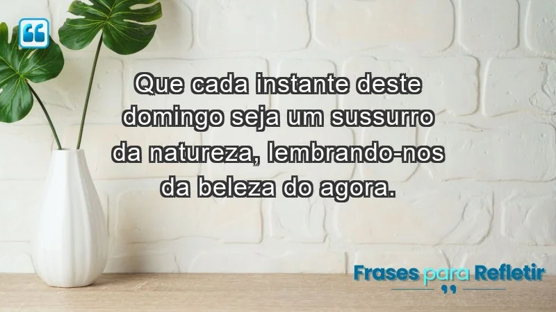 - Que cada instante deste domingo seja um sussurro da natureza, lembrando-nos da beleza do agora.