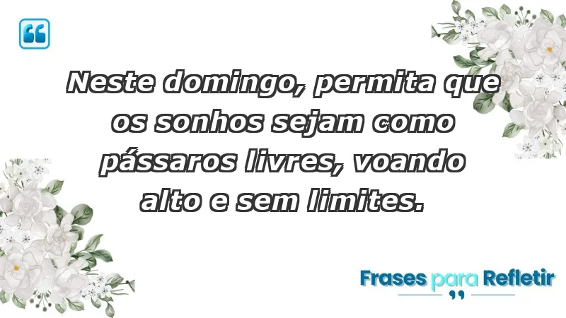 - Neste domingo, permita que os sonhos sejam como pássaros livres, voando alto e sem limites.