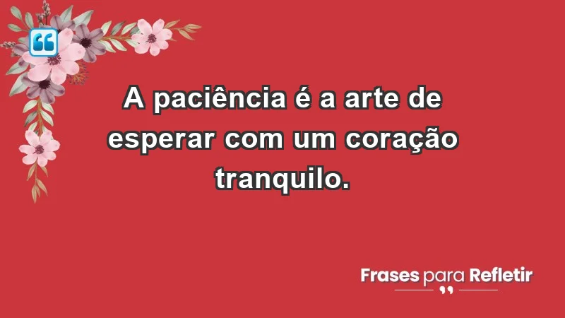 - A paciência é a arte de esperar com um coração tranquilo.