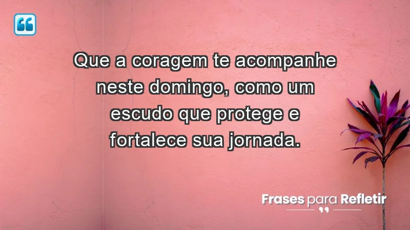 - Que a coragem te acompanhe neste domingo, como um escudo que protege e fortalece sua jornada.