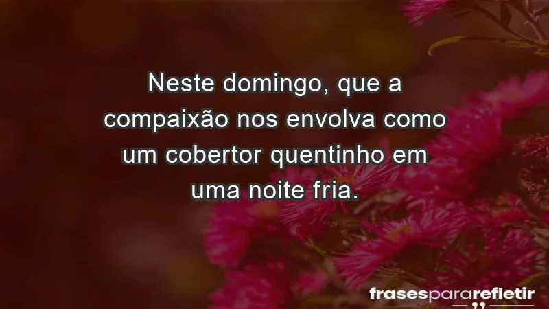 - Neste domingo, que a compaixão nos envolva como um cobertor quentinho em uma noite fria.