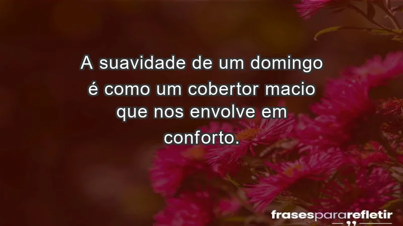 - A suavidade de um domingo é como um cobertor macio que nos envolve em conforto.