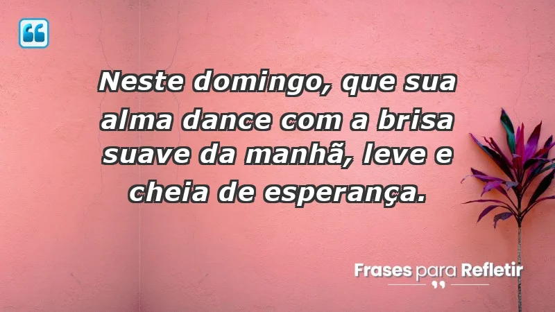 - Neste domingo, que sua alma dance com a brisa suave da manhã, leve e cheia de esperança.