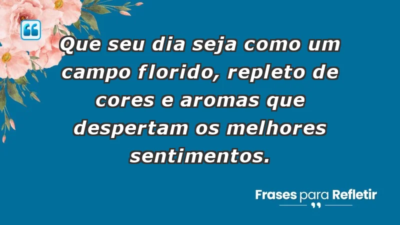 - Que seu dia seja como um campo florido, repleto de cores e aromas que despertam os melhores sentimentos.