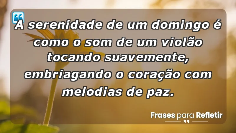 - A serenidade de um domingo é como o som de um violão tocando suavemente, embriagando o coração com melodias de paz.