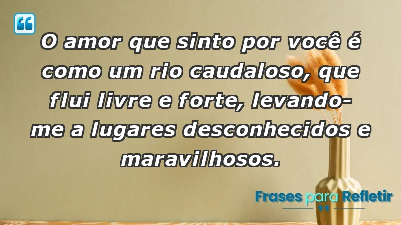 - O amor que sinto por você é como um rio caudaloso, que flui livre e forte, levando-me a lugares desconhecidos e maravilhosos.